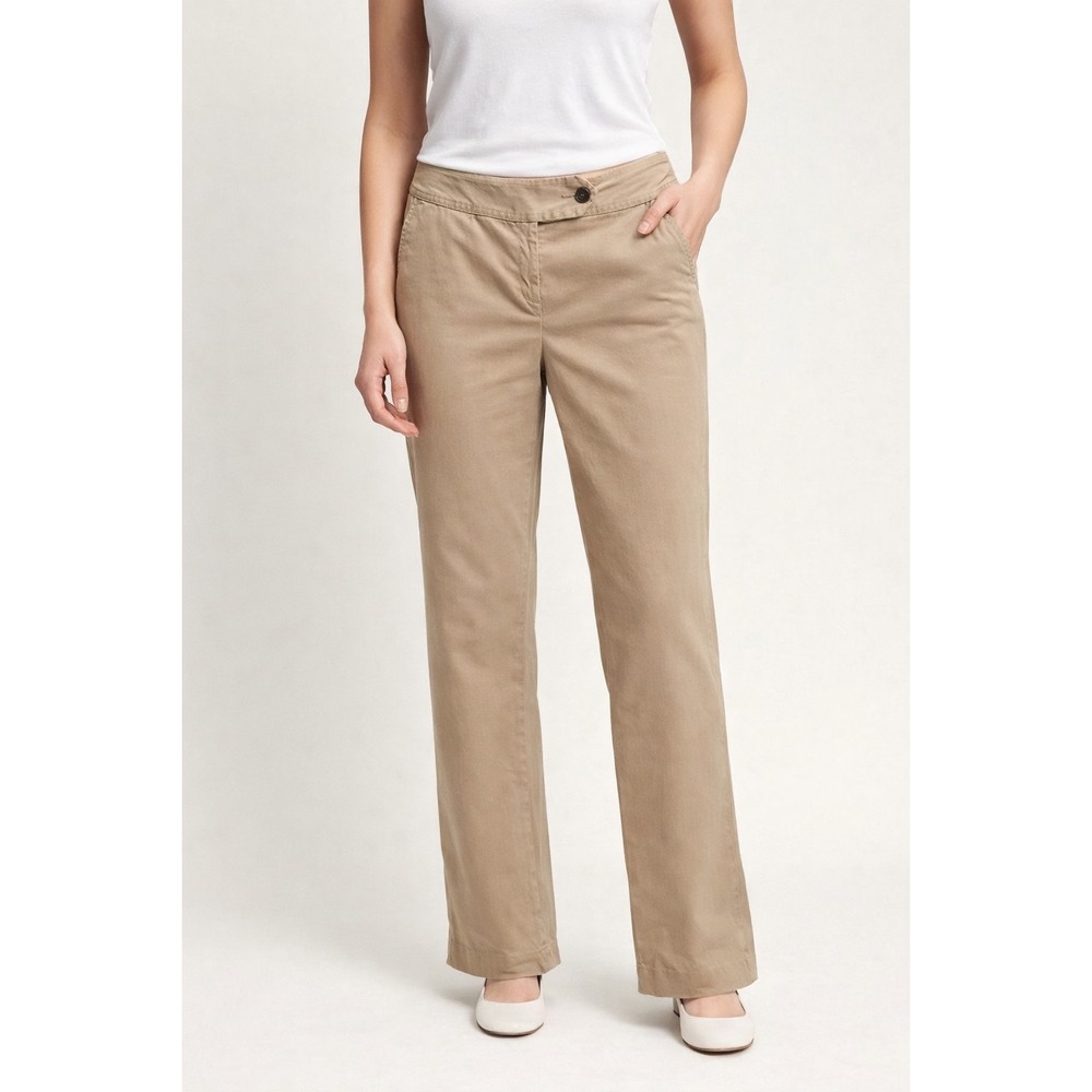 George Stone Khaki Pants Women's Size 8 Stretch Cotton Blend Flat Front